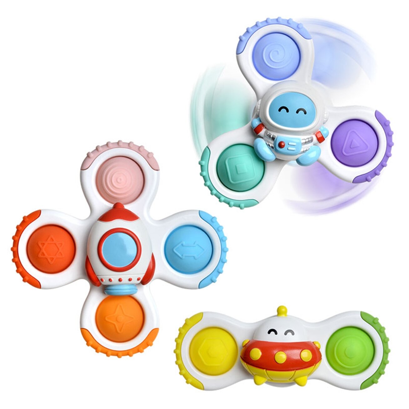 WOOPIE BABY Spinner sensorinis žaislas Raketa Ateivis UFO 3 vnt. 8 WOOPIE BABY Spinner sensorinis žaislas Raketa Ateivis UFO 3 vnt. 8
