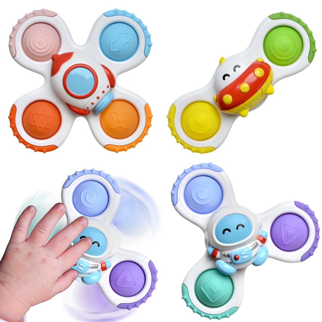 WOOPIE BABY Spinner sensorinis žaislas Raketa Ateivis UFO 3 vnt. WOOPIE BABY Spinner sensorinis žaislas Raketa Ateivis UFO 3 vnt.