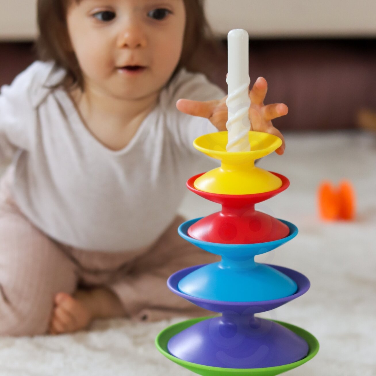 WOOPIE BABY Spalvingas bokštas – dėliojimo piramidė, edukacinė 18m+ 1
