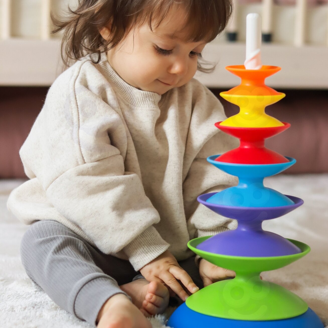 WOOPIE BABY Spalvingas bokštas – dėliojimo piramidė, edukacinė 18m+ 3