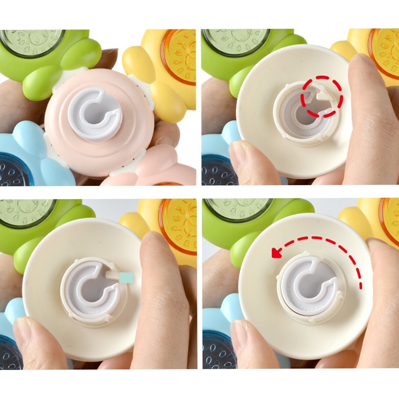 WOOPIE BABY Spinner sensorinis žaislas Bitė Viščiukas Triušis Keičiami 3 vnt. 5