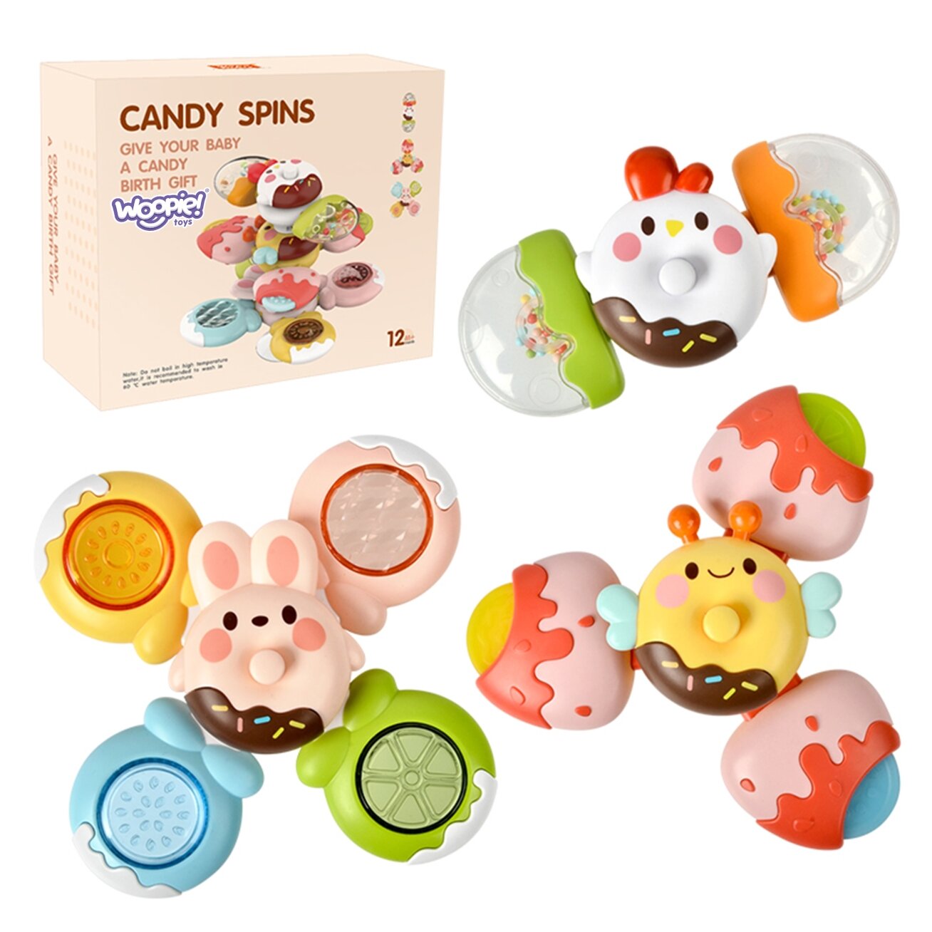 WOOPIE BABY Spinner sensorinis žaislas Bitė Viščiukas Triušis Keičiami 3 vnt. WOOPIE BABY Spinner sensorinis žaislas Bitė Viščiukas Triušis Keičiami 3 vnt.