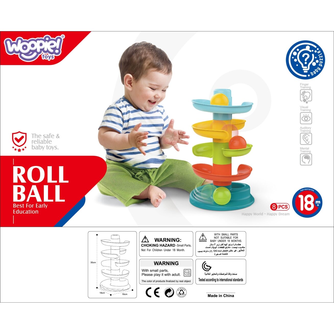 WOOPIE BABY kamuoliukų trasa Kulių trasa rinkinys Spiralė + 3 kamuoliukai 6