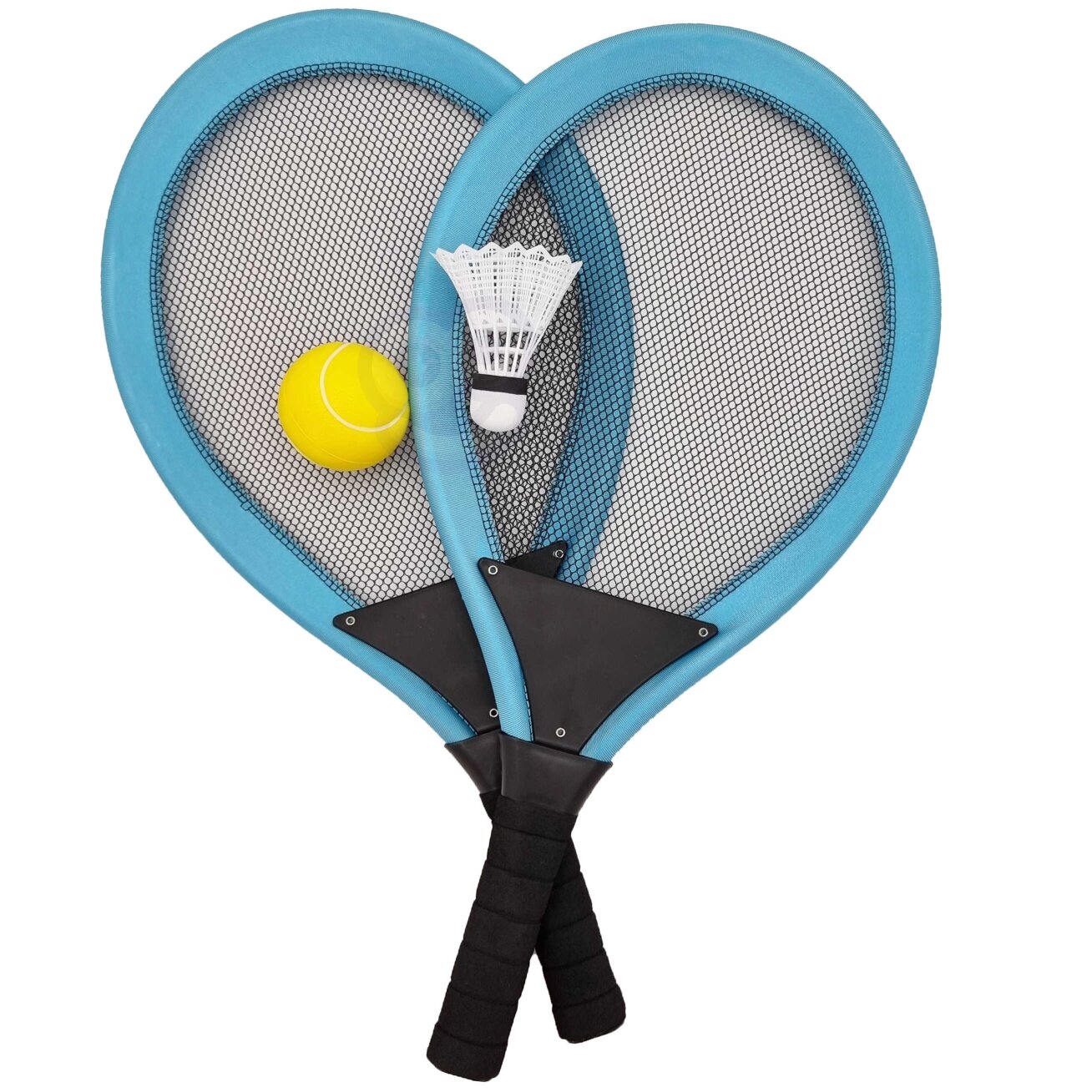 WOOPIE Didelės teniso ir badmintono raketės vaikams rinkinys + kamuoliukas ir plunksniukas 1 WOOPIE Didelės teniso ir badmintono raketės vaikams rinkinys + kamuoliukas ir plunksniukas 1