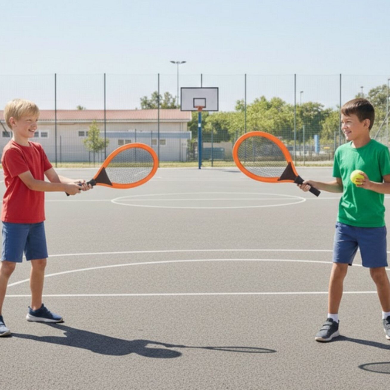 WOOPIE Didelės teniso ir badmintono raketės vaikams rinkinys + kamuoliukas ir plunksnelė 10