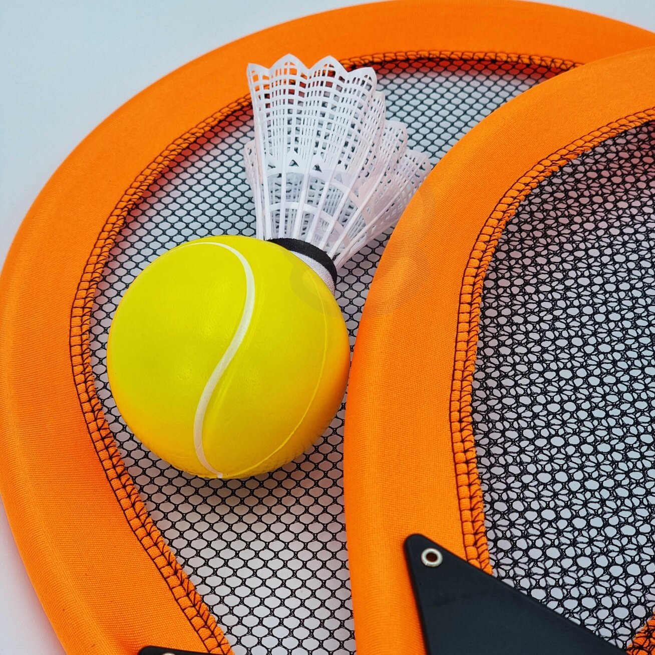 WOOPIE Didelės teniso ir badmintono raketės vaikams rinkinys + kamuoliukas ir plunksnelė 2