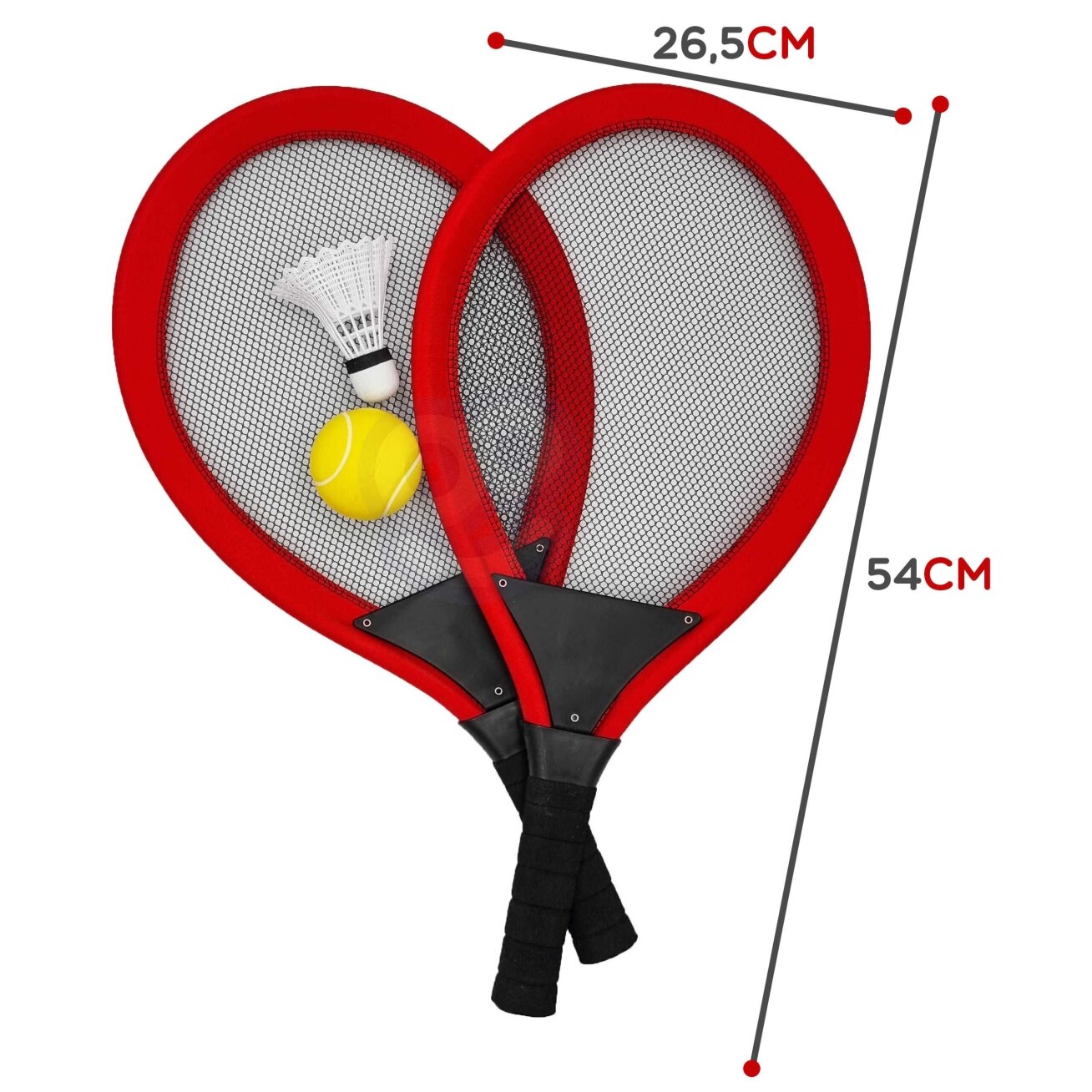 WOOPIE Didelės teniso ir badmintono raketės vaikams rinkinys + kamuoliukas ir plunksnelė 4 WOOPIE Didelės teniso ir badmintono raketės vaikams rinkinys + kamuoliukas ir plunksnelė 4