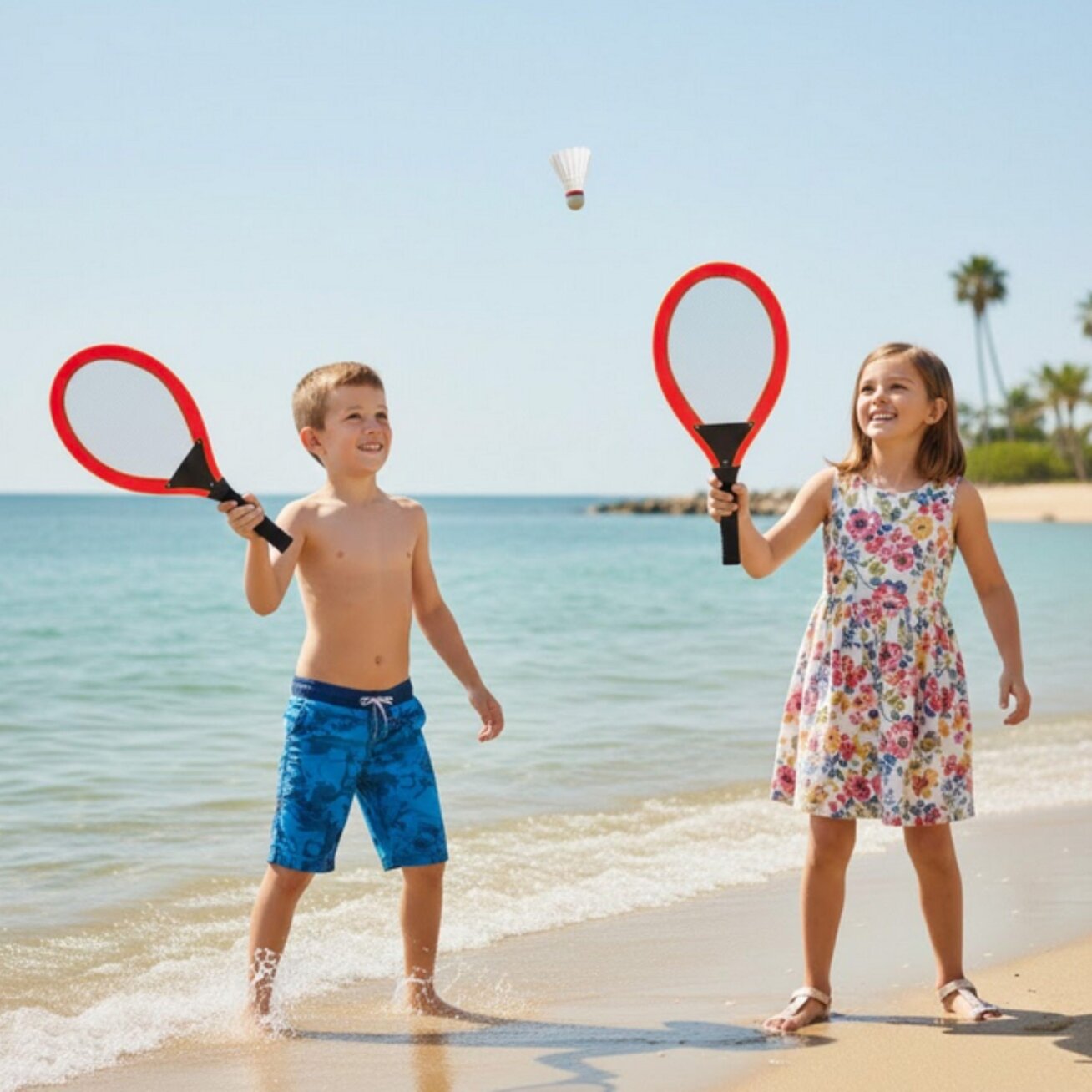 WOOPIE Didelės teniso ir badmintono raketės vaikams rinkinys + kamuoliukas ir plunksnelė 6 WOOPIE Didelės teniso ir badmintono raketės vaikams rinkinys + kamuoliukas ir plunksnelė 6