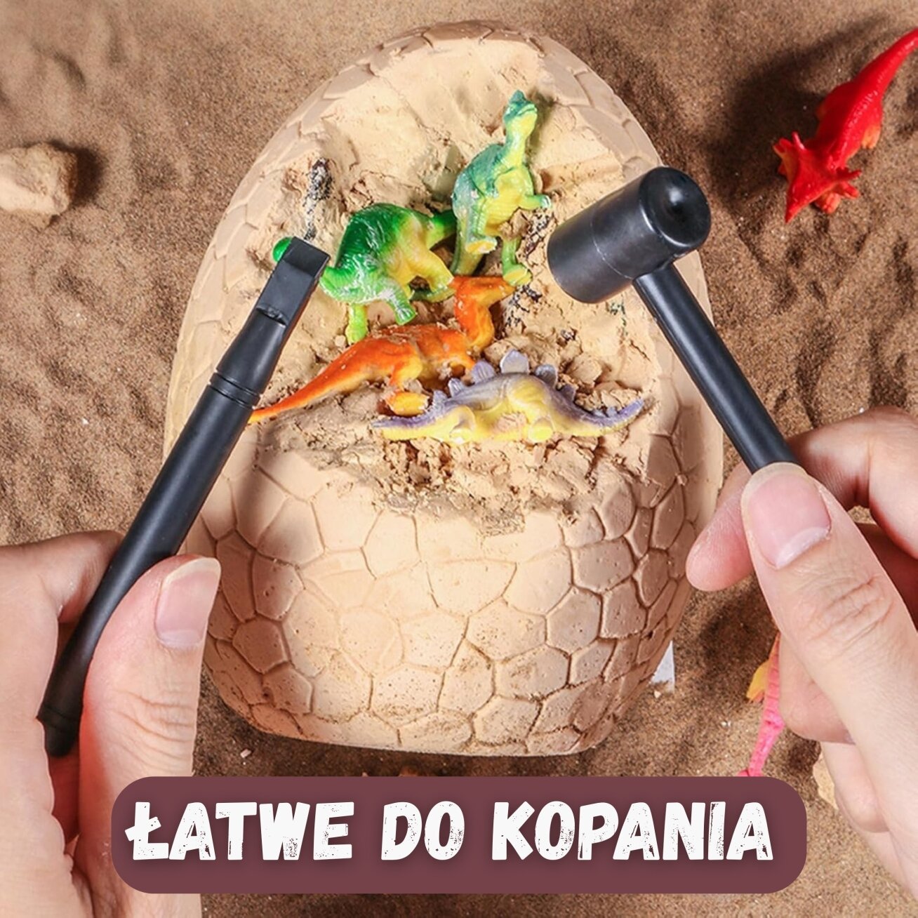 WOOPIE Dinozaurų kiaušinio kasinėjimas Archeologo rinkinys 12 dinozaurų iškasimui 3