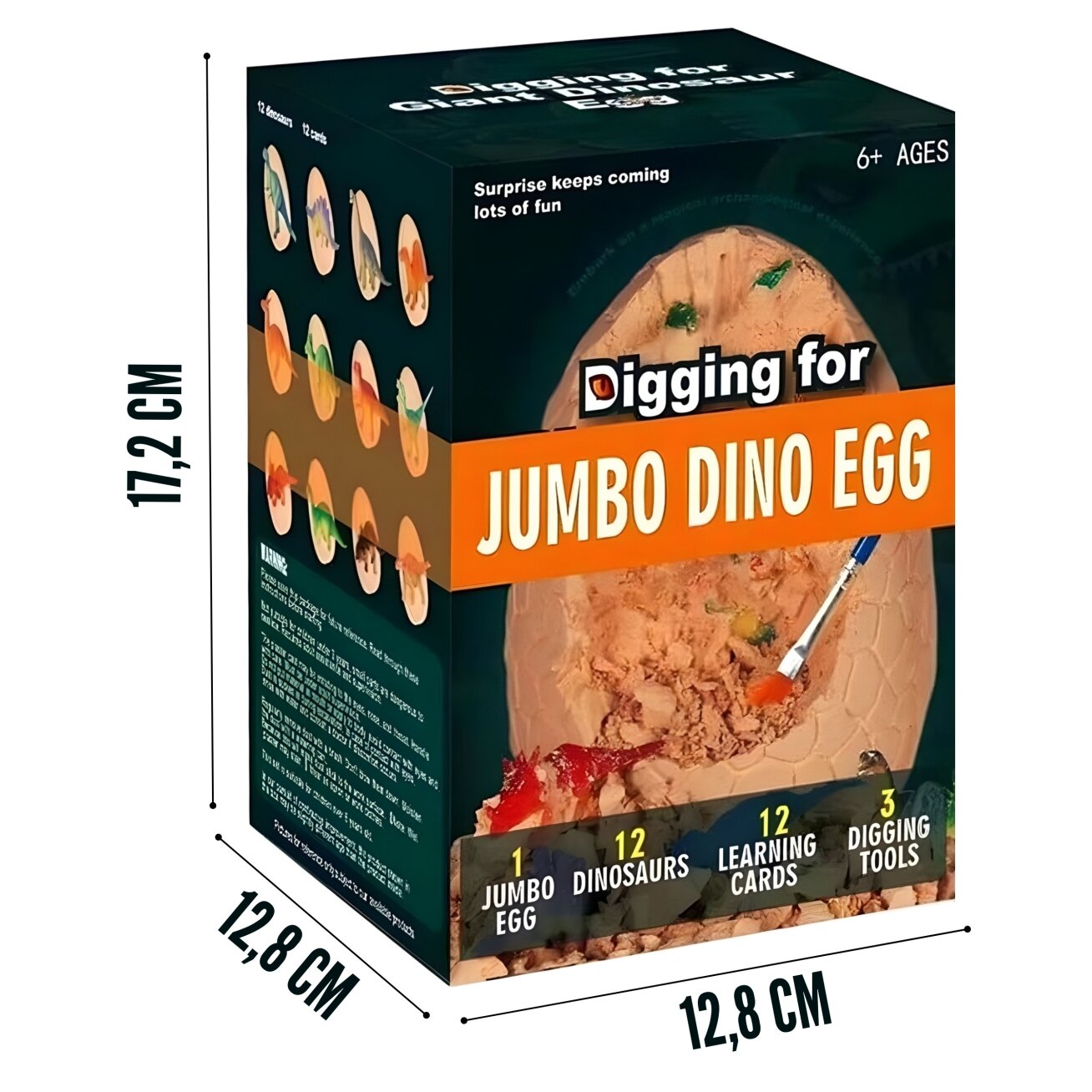 WOOPIE Dinozaurų kiaušinio kasinėjimas Archeologo rinkinys 12 dinozaurų iškasimui 6