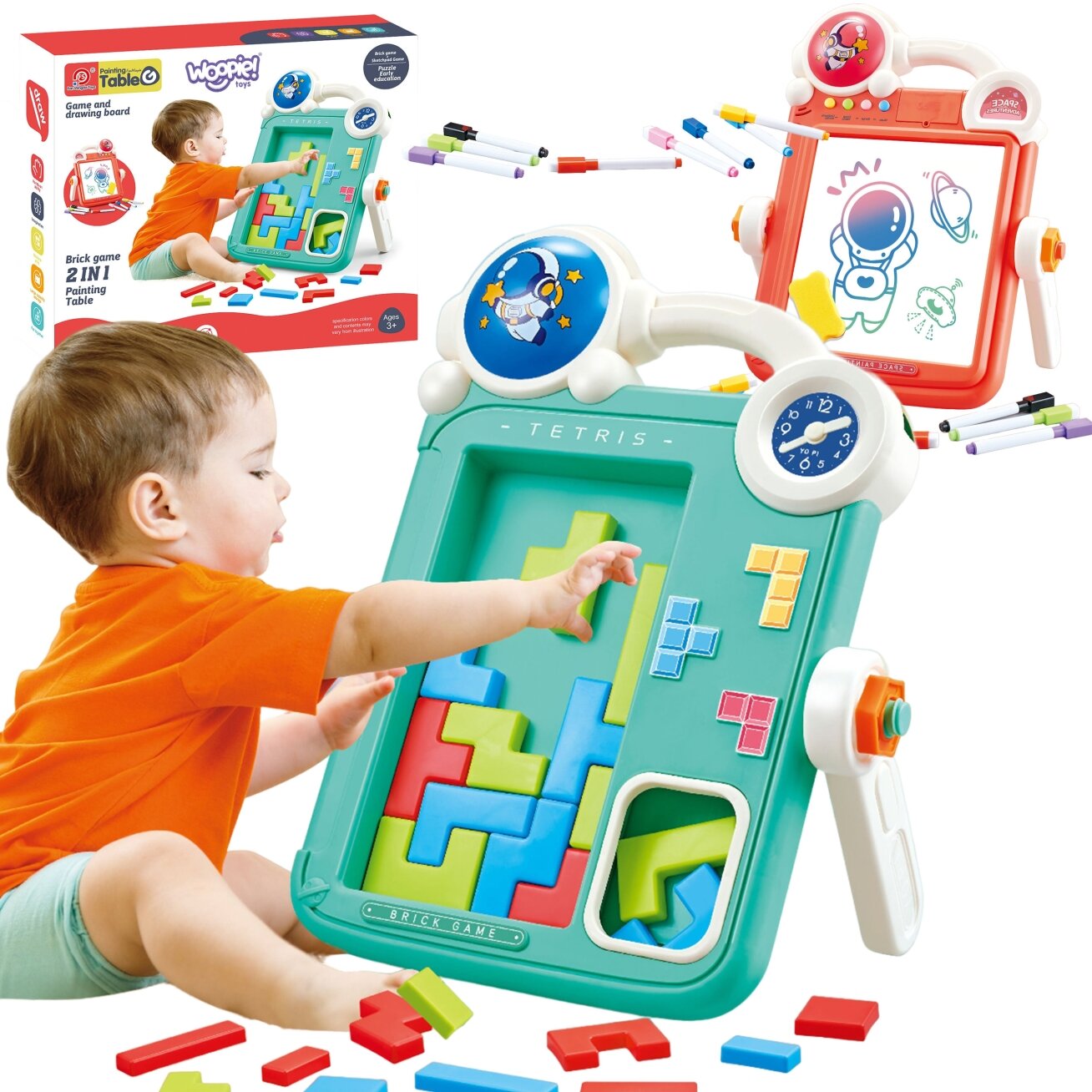 WOOPIE Dvipusė piešimo lenta ir žaidimas Tetris 2in1 WOOPIE Dvipusė piešimo lenta ir žaidimas Tetris 2in1