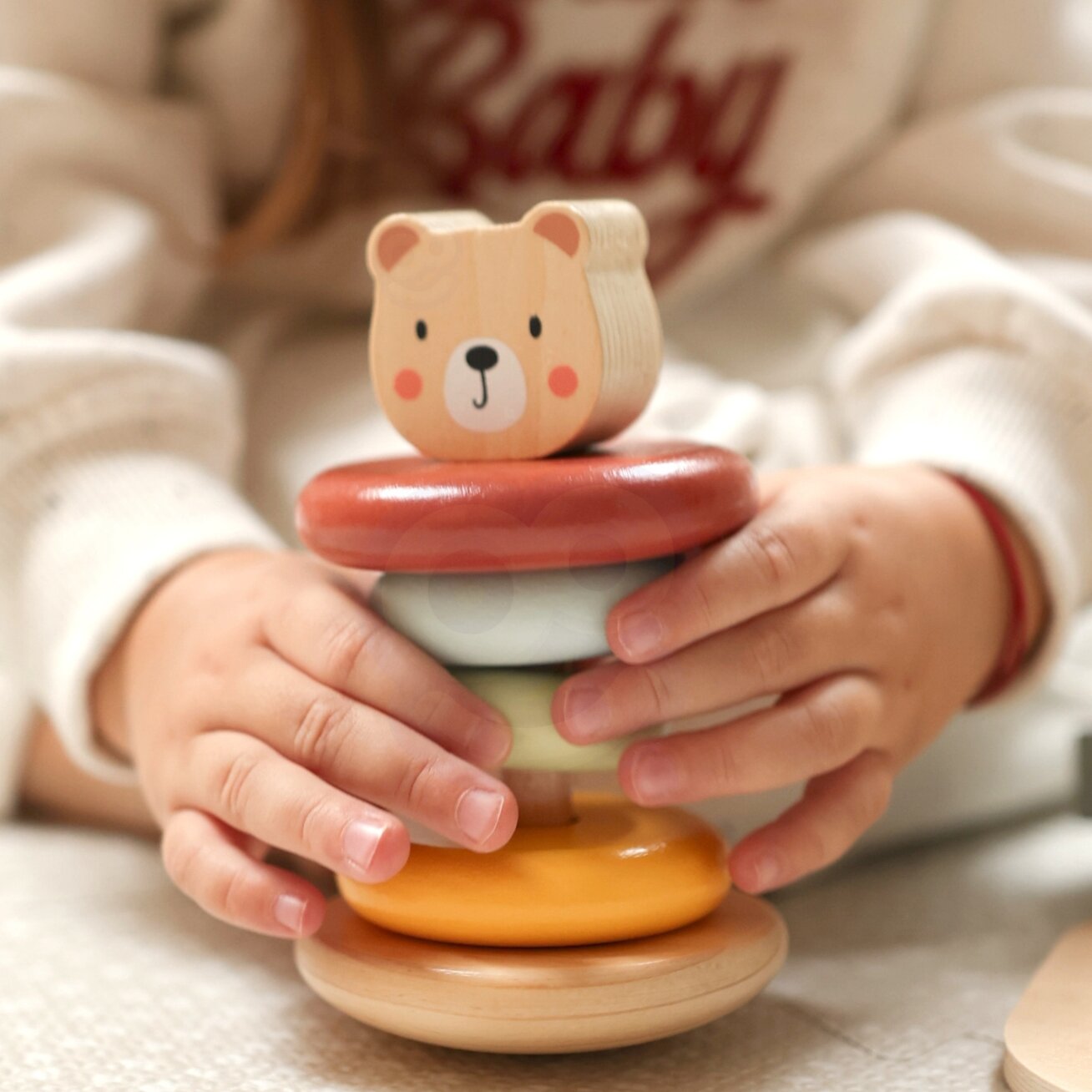 WOOPIE GREEN Dėžutė Sorter Box 3in1 Kaladėlės Piramidė Drambliukas FSC 7