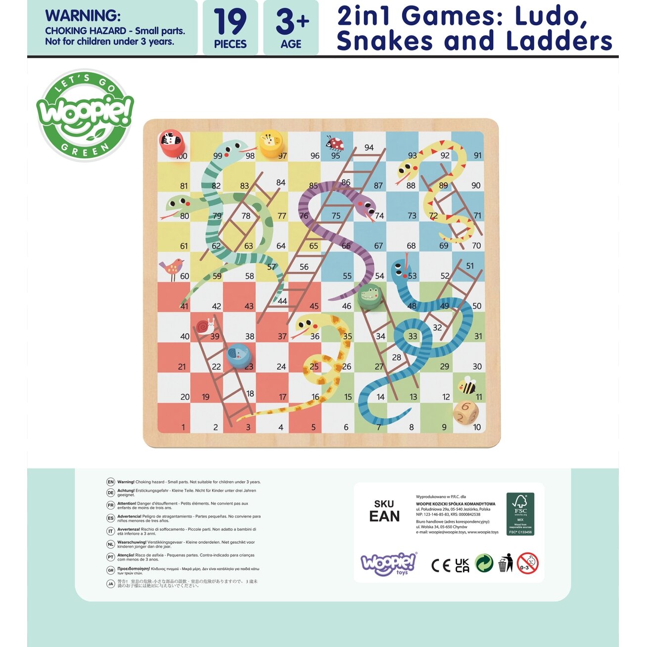 WOOPIE GREEN Loginiai stalo žaidimai 2in1 Ludo (kinų šaškės) + Gyvatės ir kopėčios 12 WOOPIE GREEN Loginiai stalo žaidimai 2in1 Ludo (kinų šaškės) + Gyvatės ir kopėčios 12