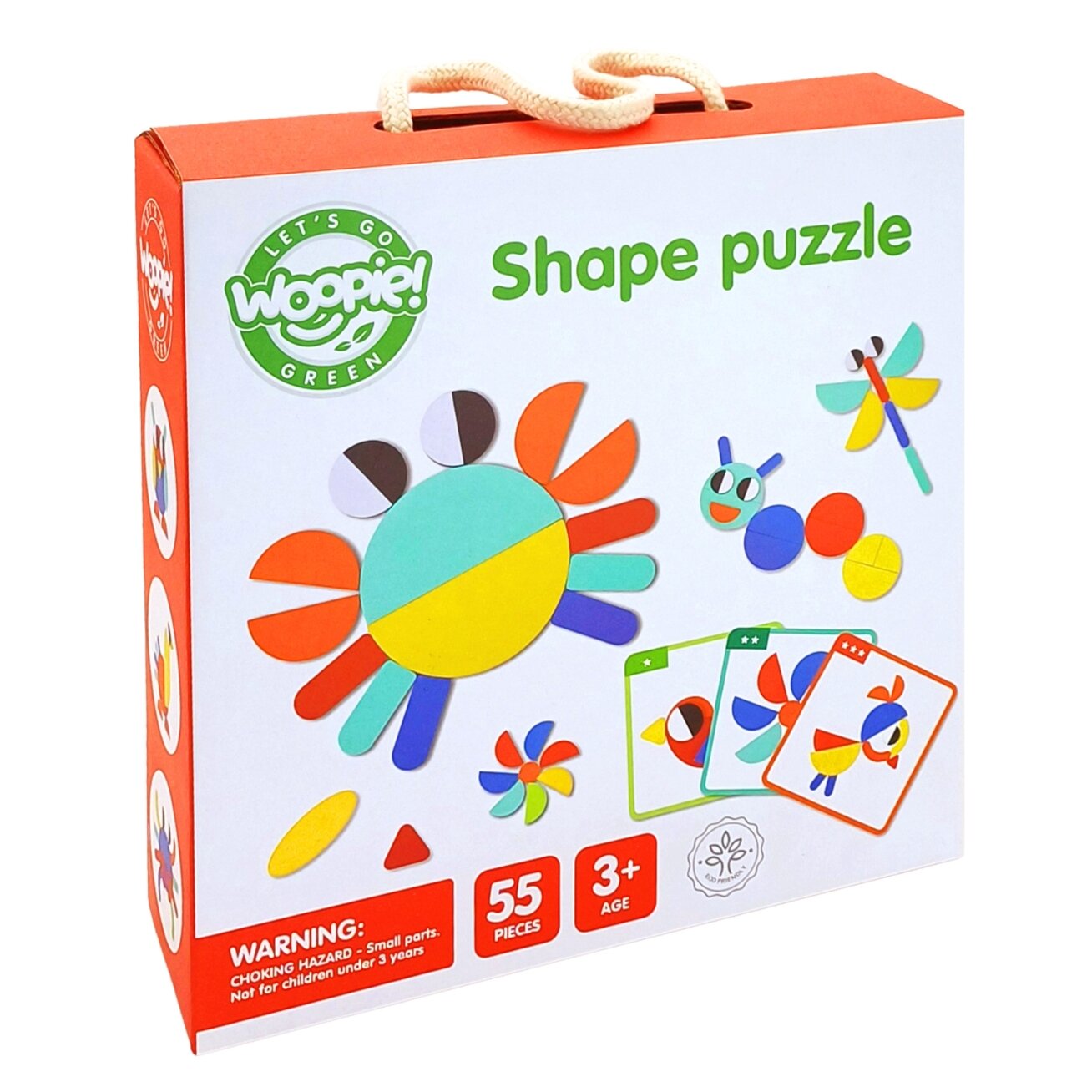 WOOPIE GREEN Medinė Montessori dėlionė 40 raštų atkurti 55 el. FSC sertifikatas 12