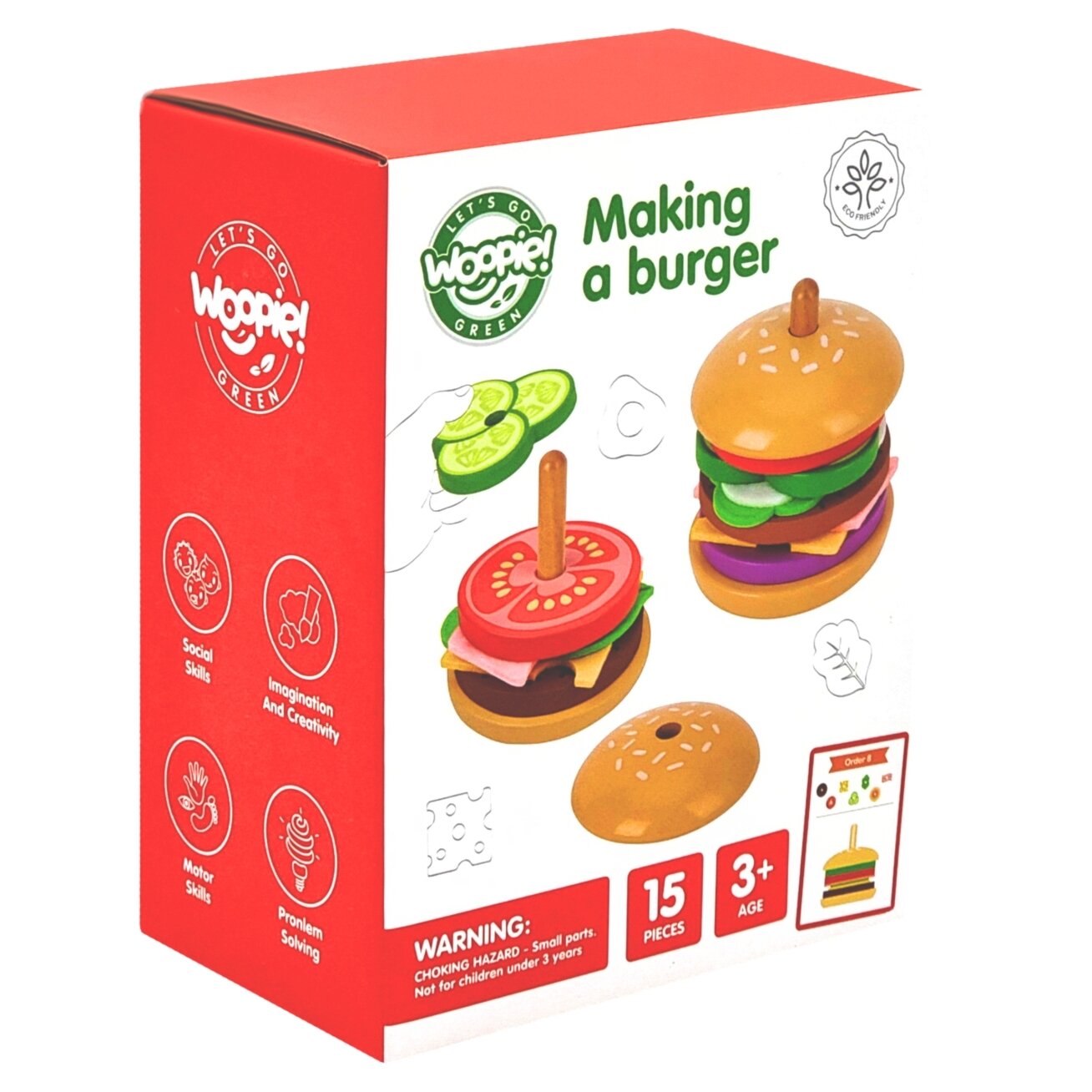 WOOPIE GREEN Medinis burgeris – restoranas, dėlionė vaikams, 15 el. FSC sertifikatas 13