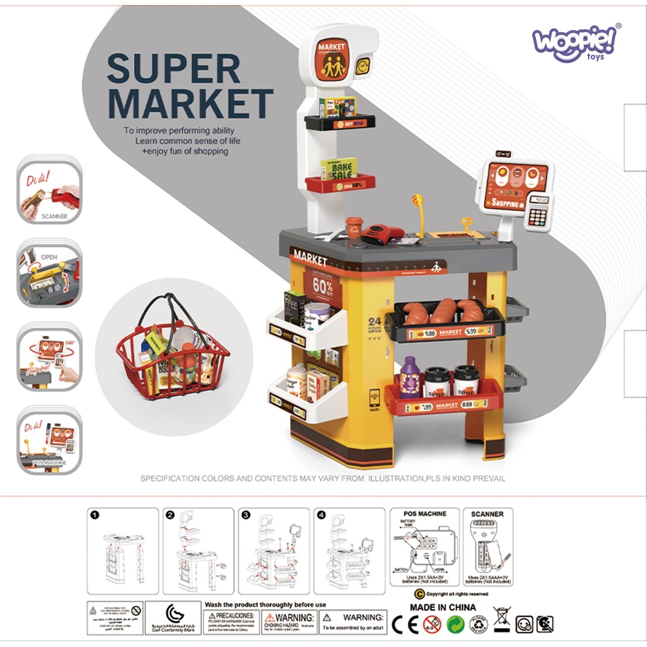 WOOPIE Interaktyvus supermarketas vaikams su priedais 9