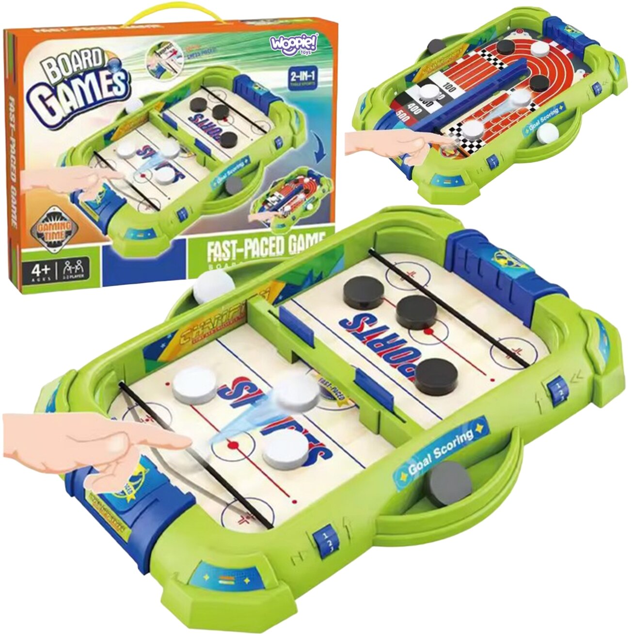 WOOPIE 2in1 vikrumo žaidimas Mini ledo ritulys ir lenktynės
