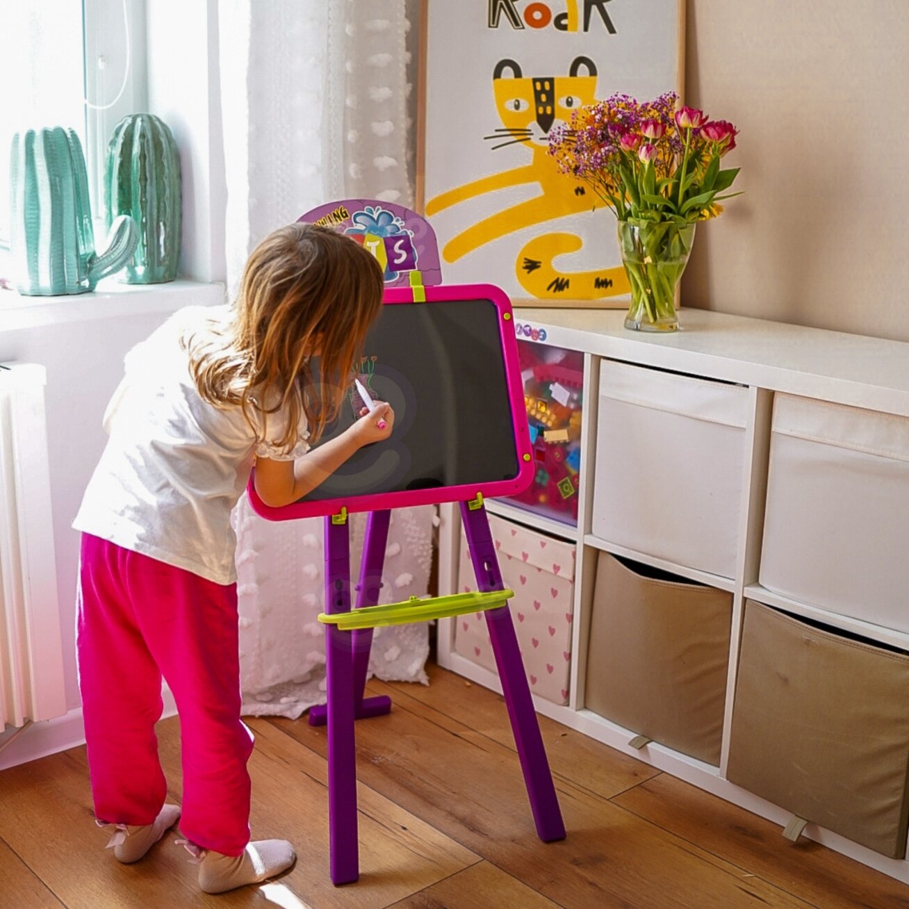 WOOPIE 3in1 magnetinė sausai valoma lenta su piešimu šviesa 3