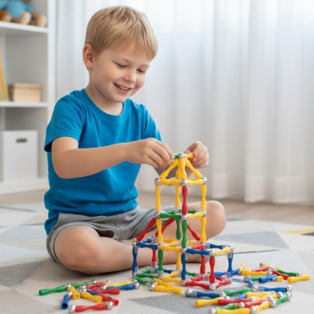 WOOPIE magnetinės konstrukcinės 3D kaladėlės 128 vnt. XXL 1 WOOPIE magnetinės konstrukcinės 3D kaladėlės 128 vnt. XXL 1