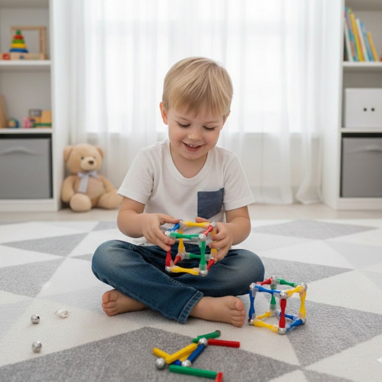 WOOPIE magnetinės konstrukcinės 3D kaladėlės 128 vnt. XXL 6 WOOPIE magnetinės konstrukcinės 3D kaladėlės 128 vnt. XXL 6