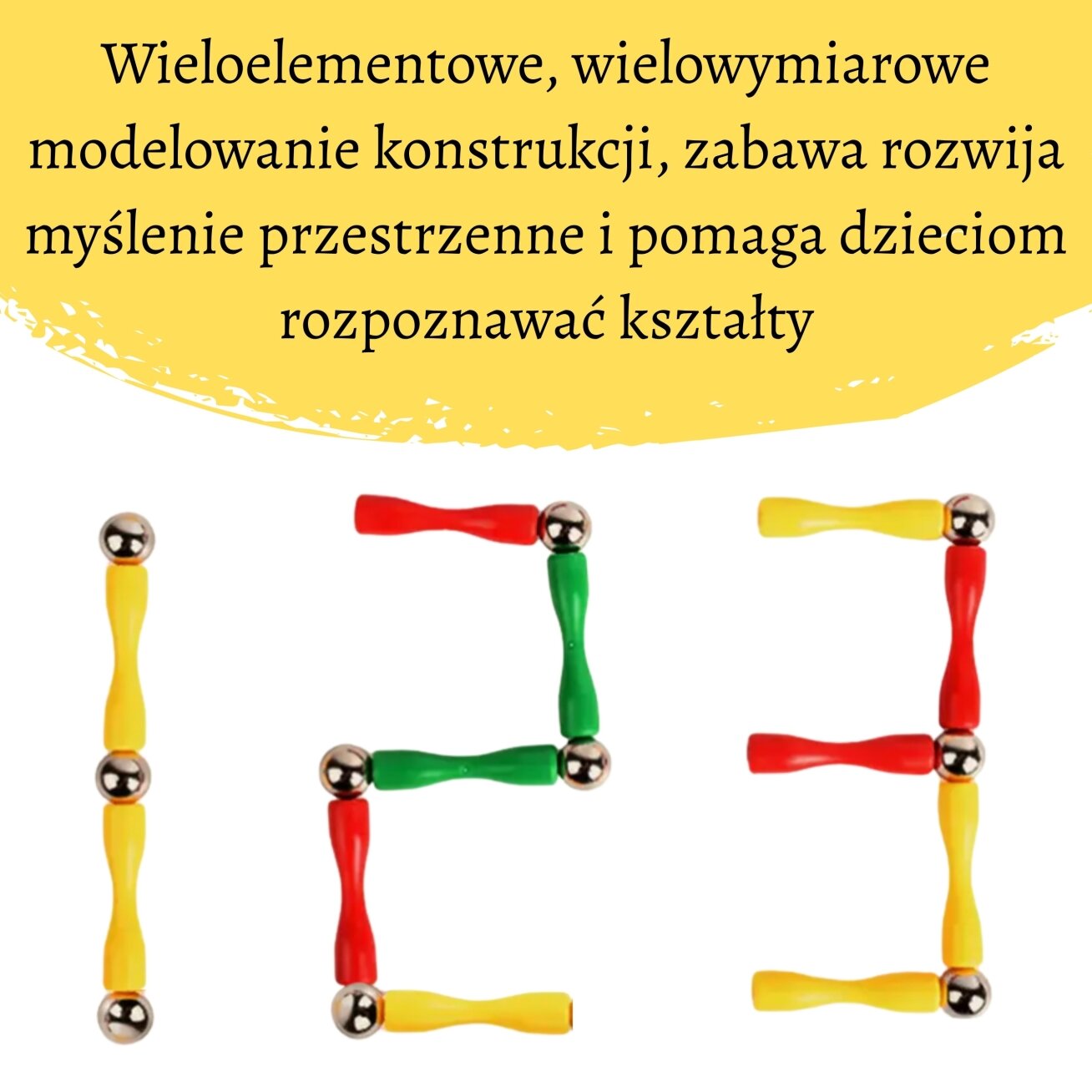 WOOPIE magnetinės konstrukcinės 3D kaladėlės 128 vnt. XXL 7
