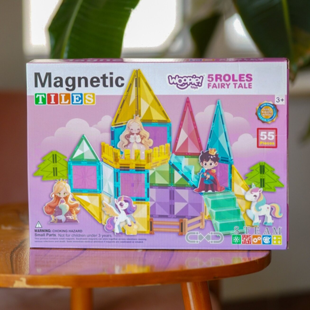 WOOPIE magnetinės konstrukcinės 3D kaladėlės edukacinis rinkinys Pasakų pilis 55 el. 4