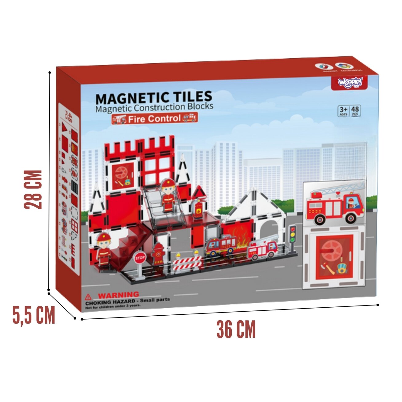 WOOPIE Magnetinės 3D kaladėlės Rinkinys „Gaisrinė“ 48 vnt. 4