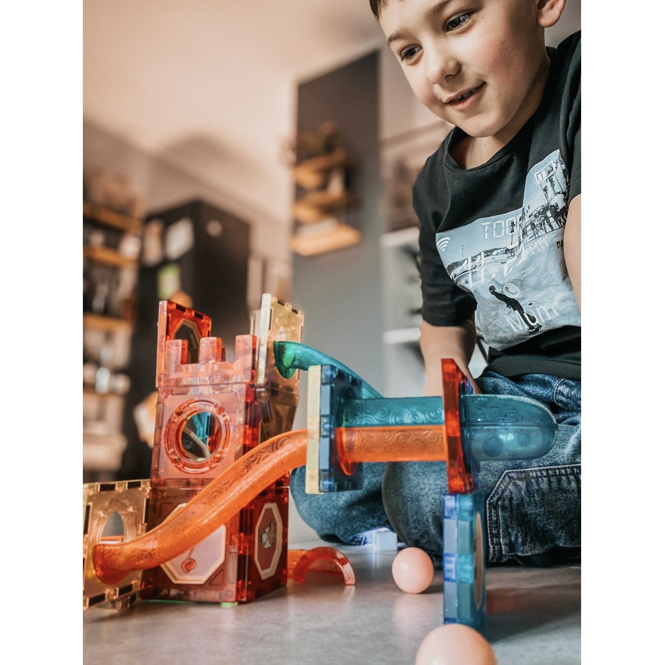 WOOPIE magnetinės kaladėlės Šviečiantis rutuliukų takelis 49 el. 7