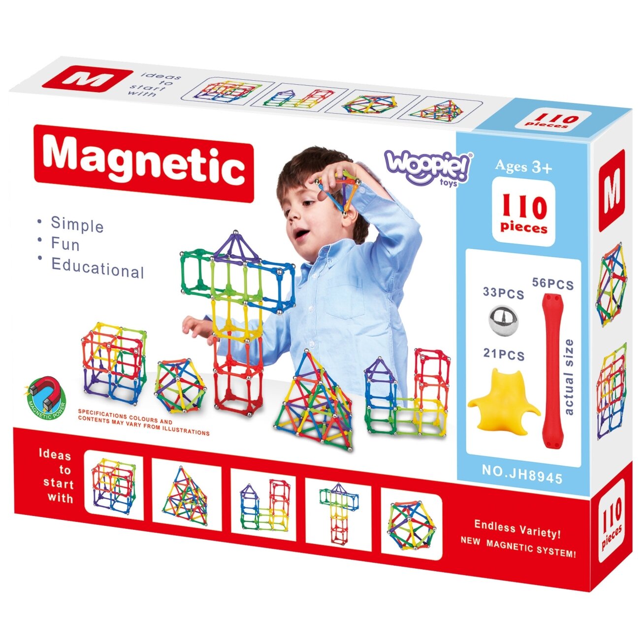 WOOPIE Magnetinės konstrukcinės kaladėlės Kūrybinė dėlionė 110 el. 13 WOOPIE Magnetinės konstrukcinės kaladėlės Kūrybinė dėlionė 110 el. 13