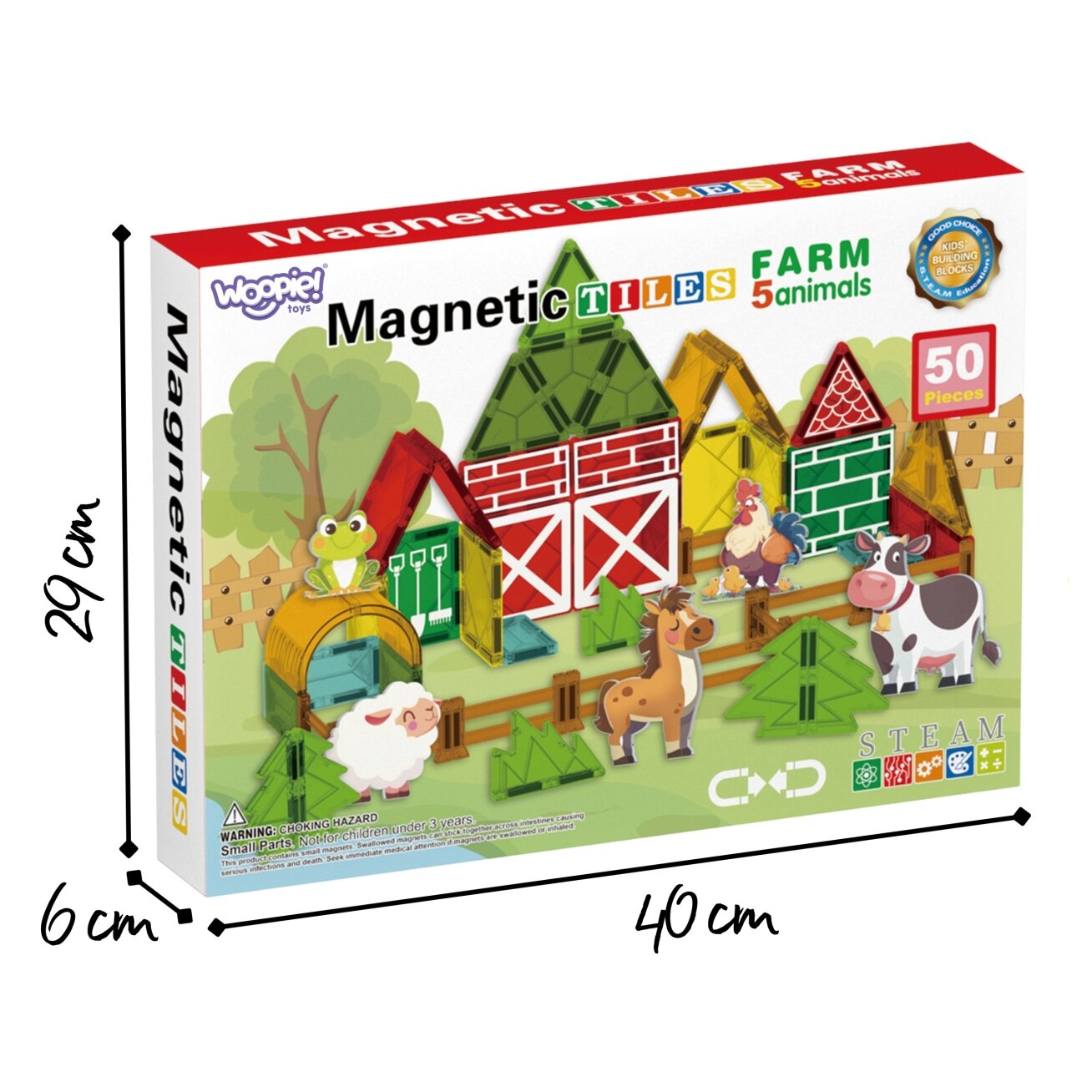WOOPIE magnetinės konstrukcinės kaladėlės 7,5 cm Ferma 30 vnt. 6 WOOPIE magnetinės konstrukcinės kaladėlės 7,5 cm Ferma 30 vnt. 6