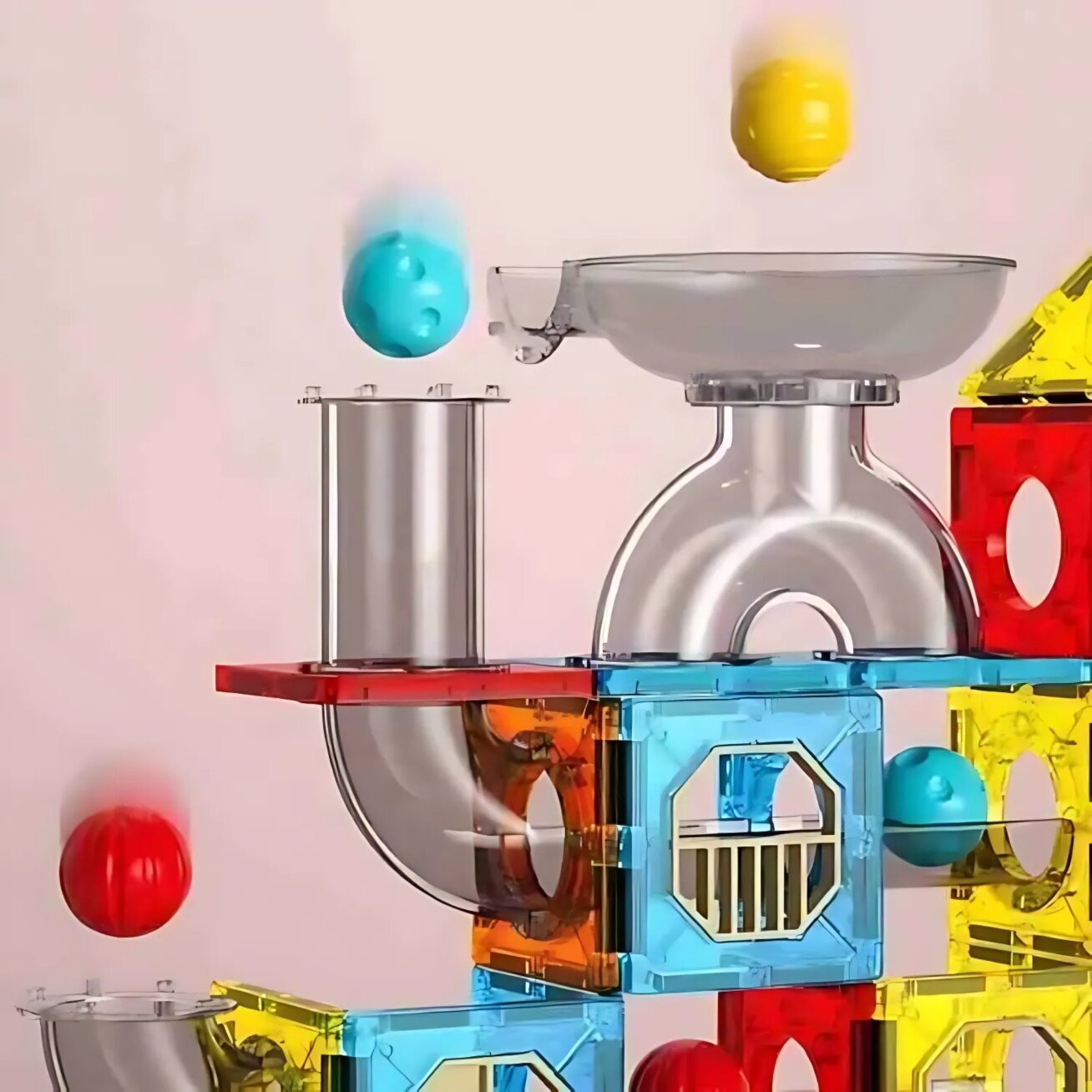 WOOPIE Magnetinės konstrukcinės 3D kaladėlės edukacinis rinkinys Kamuoliukų trasa Kulodromas 113 el. 8 WOOPIE Magnetinės konstrukcinės 3D kaladėlės edukacinis rinkinys Kamuoliukų trasa Kulodromas 113 el. 8