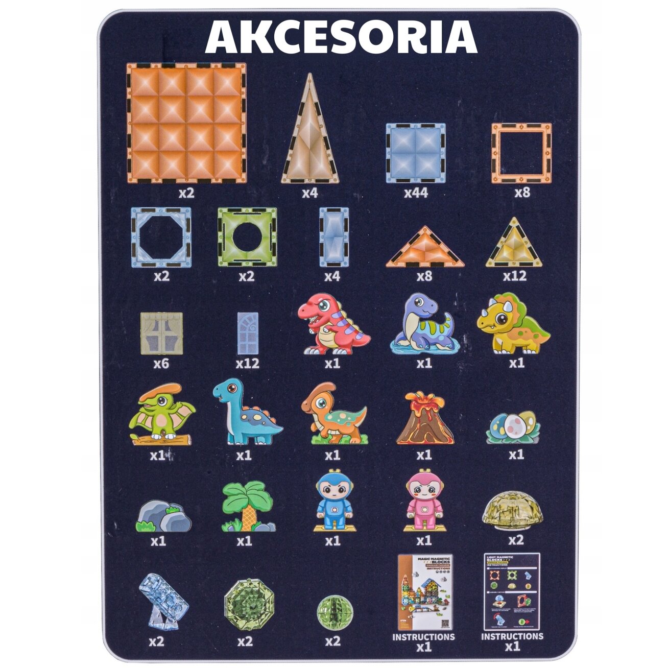 WOOPIE magnetinės konstrukcinės šviečiančios 3D kaladėlės Dinozaurų parkas 124 el. 10 WOOPIE magnetinės konstrukcinės šviečiančios 3D kaladėlės Dinozaurų parkas 124 el. 10