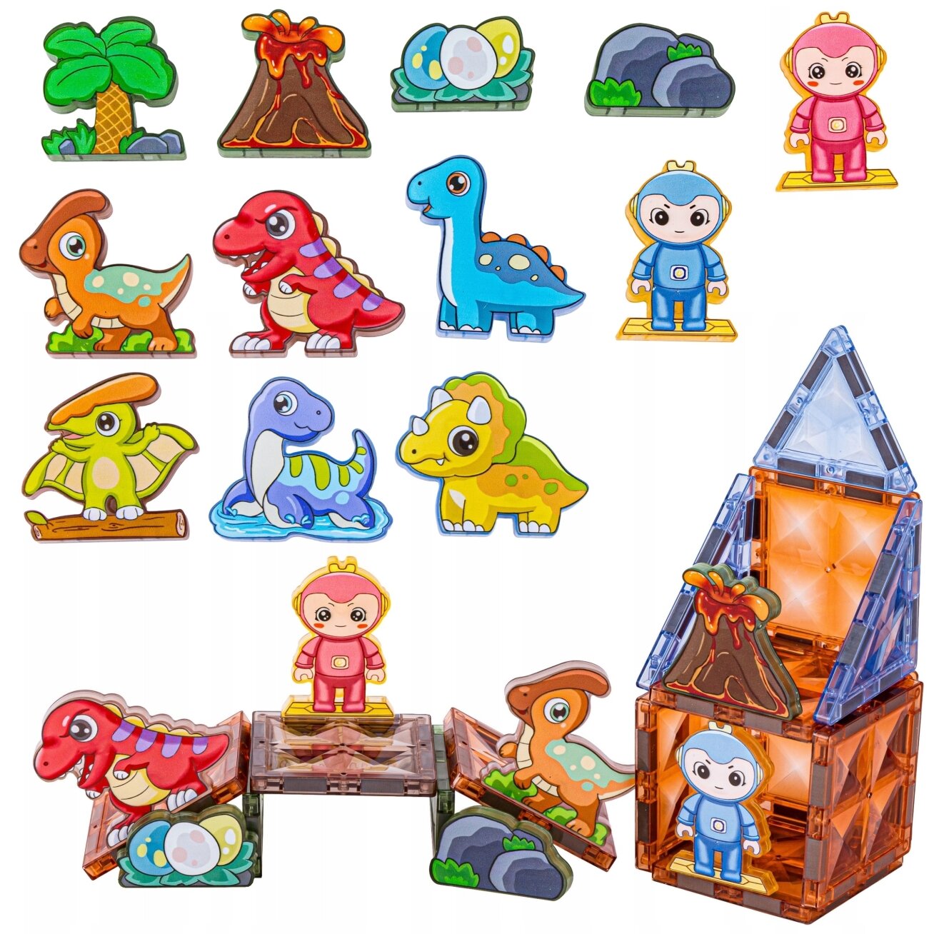 WOOPIE magnetinės konstrukcinės šviečiančios 3D kaladėlės Dinozaurų parkas 124 el. 5 WOOPIE magnetinės konstrukcinės šviečiančios 3D kaladėlės Dinozaurų parkas 124 el. 5