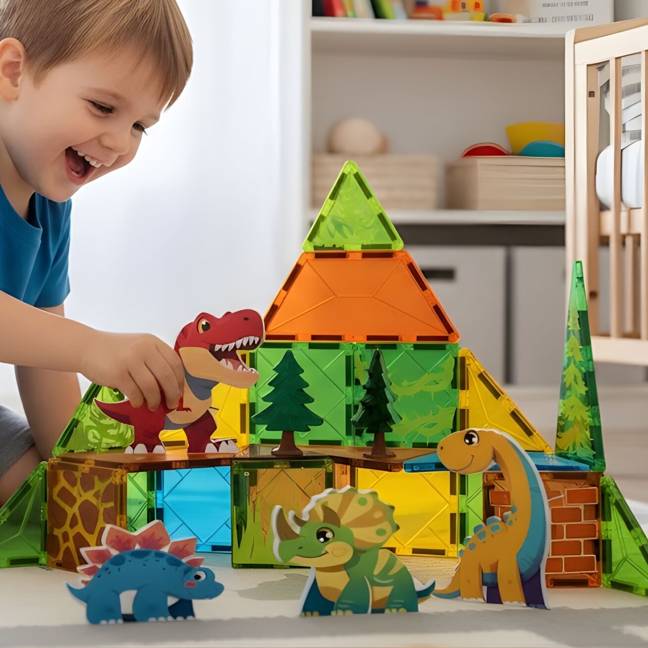 WOOPIE magnetiniai konstrukciniai blokeliai 7,5 cm Dino 30 vnt. 1