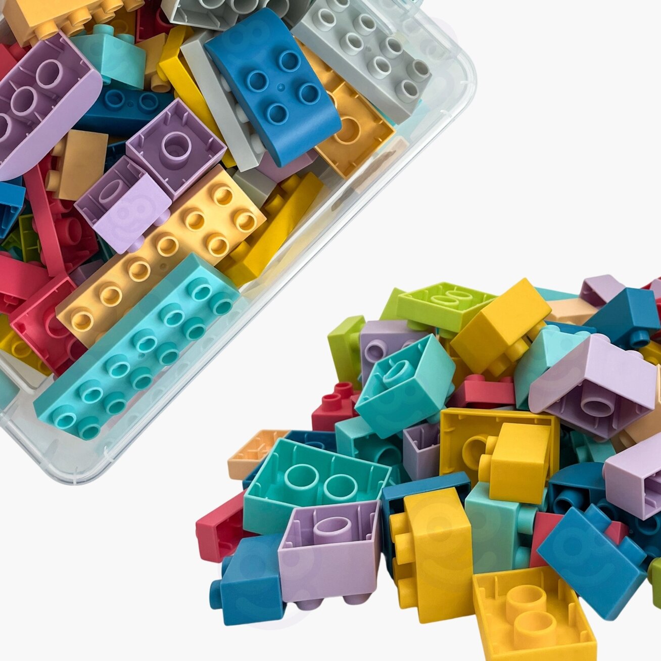 WOOPIE Soft Blocks kaladėlių rinkinys 99 elementų dėžutėje 8
