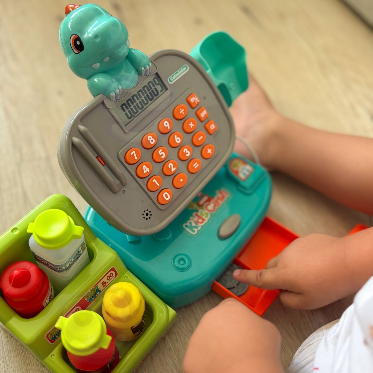 WOOPIE Parduotuvės kasa su lentyna DINO mėlyna 2