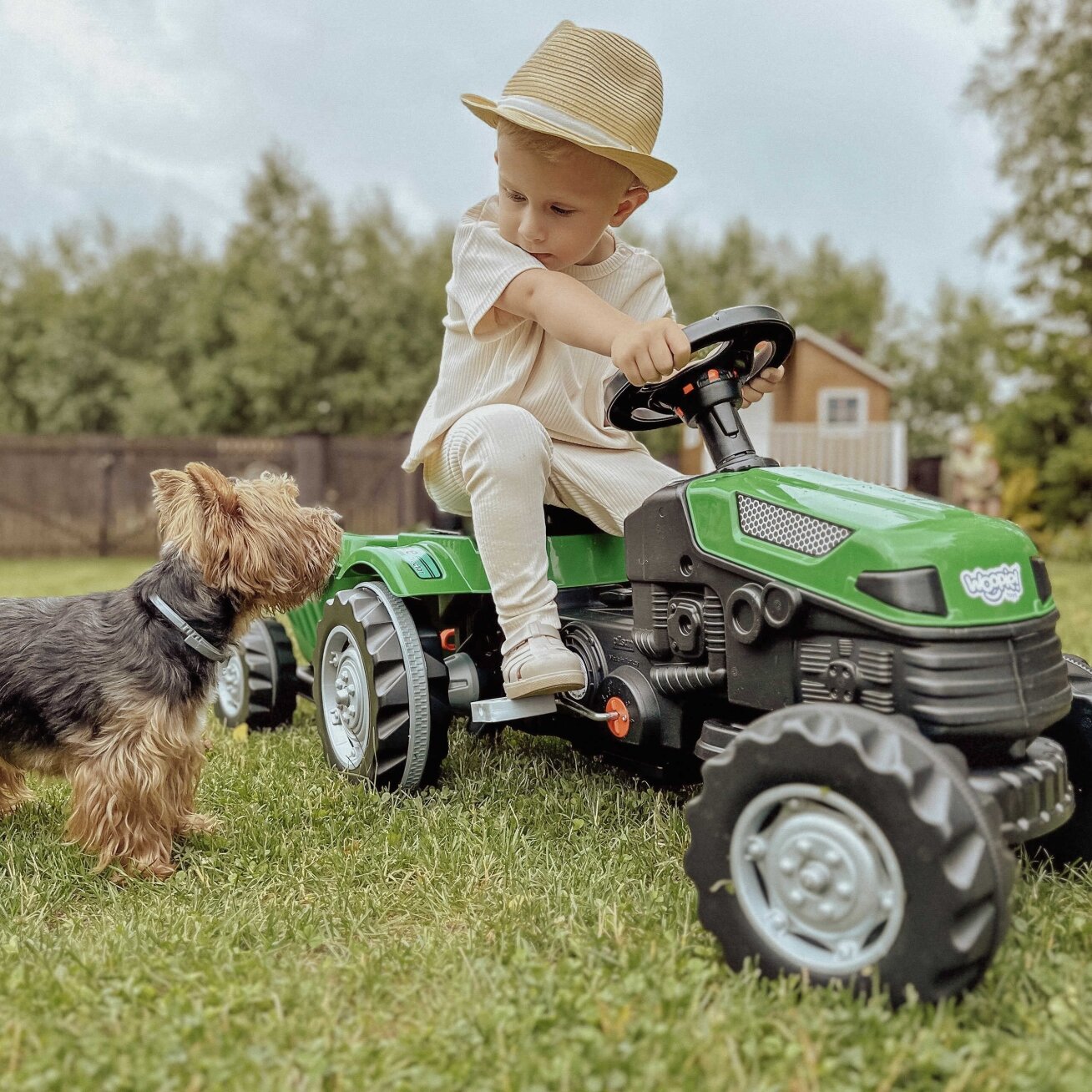 WOOPIE Pedalinis traktorius Farmer GoTrac MAXI su priekaba, tylūs ratai 3