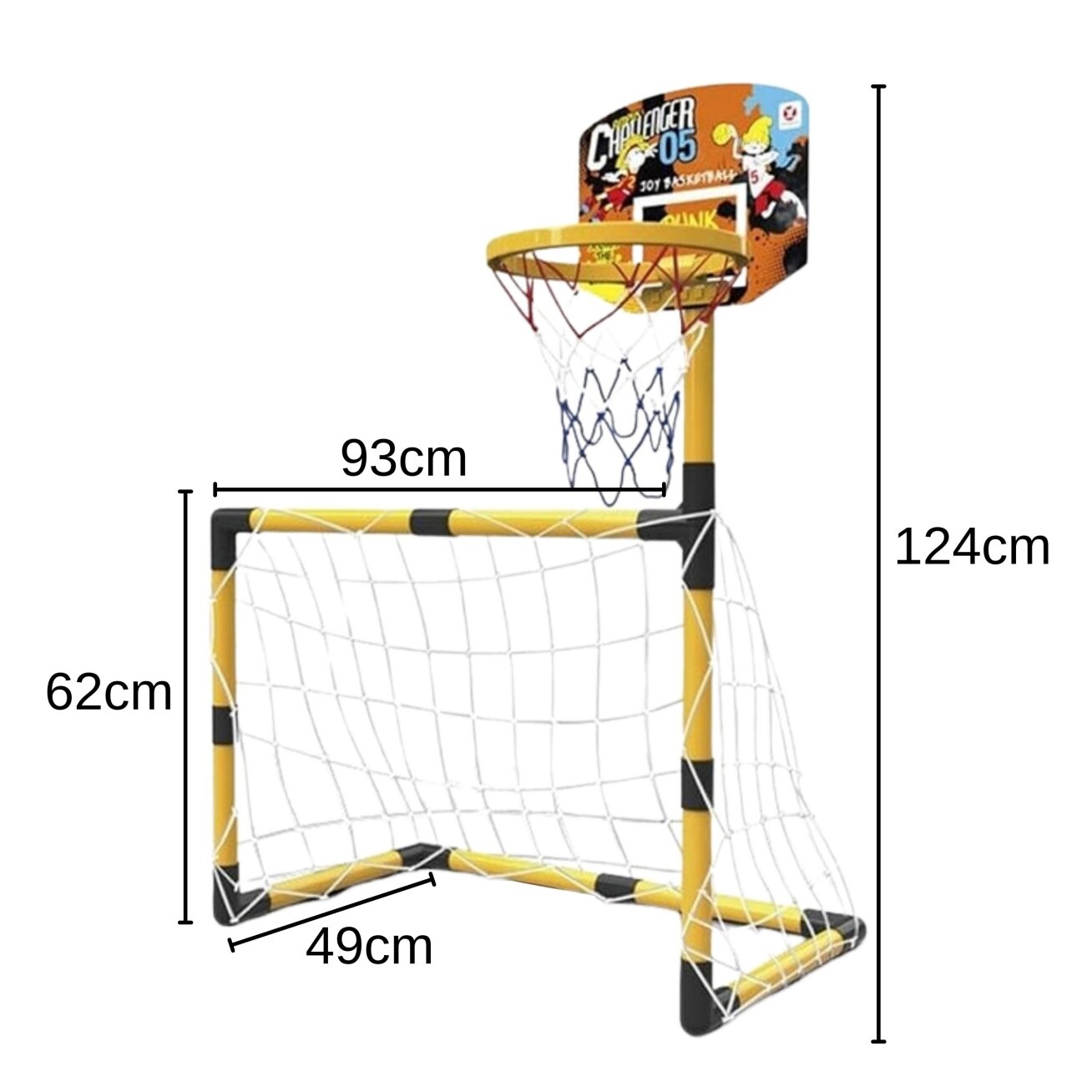 WOOPIE 2in1 rinkinys krepšinis Futbolo vartai + kamuoliai ir pompa 9