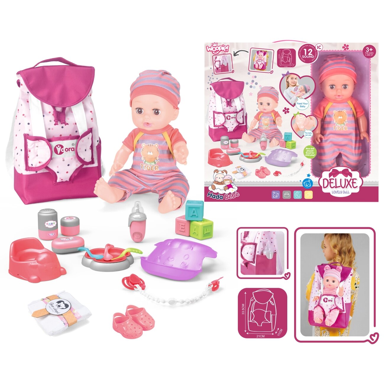 WOOPIE ROYAL Rinkinys Auklė Dollė Kūdikis su priedais 19 vnt. 4