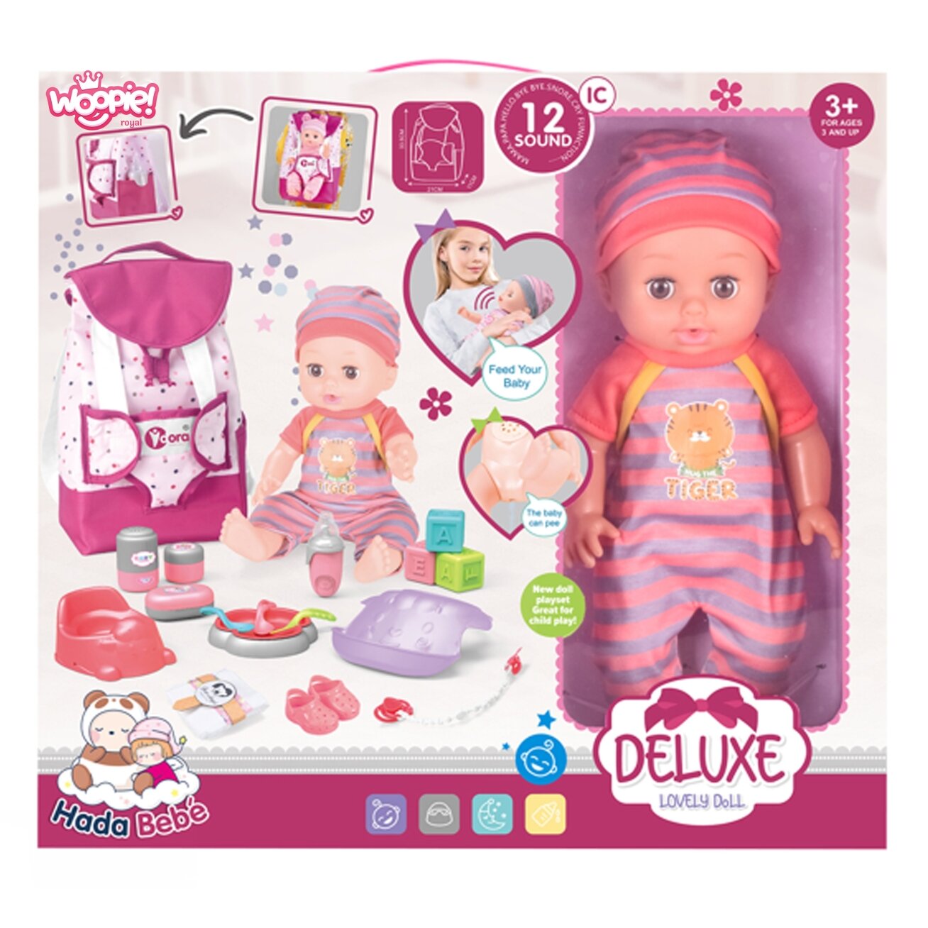 WOOPIE ROYAL Rinkinys Auklė Dollė Kūdikis su priedais 19 vnt. 6
