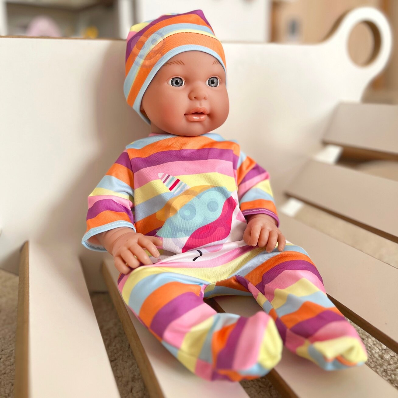 WOOPIE ROYAL Drabužėliai lėlei Rinkinys Šliaužtinukas Bodis Vienaragis Kepuraitė 43-46 cm 7