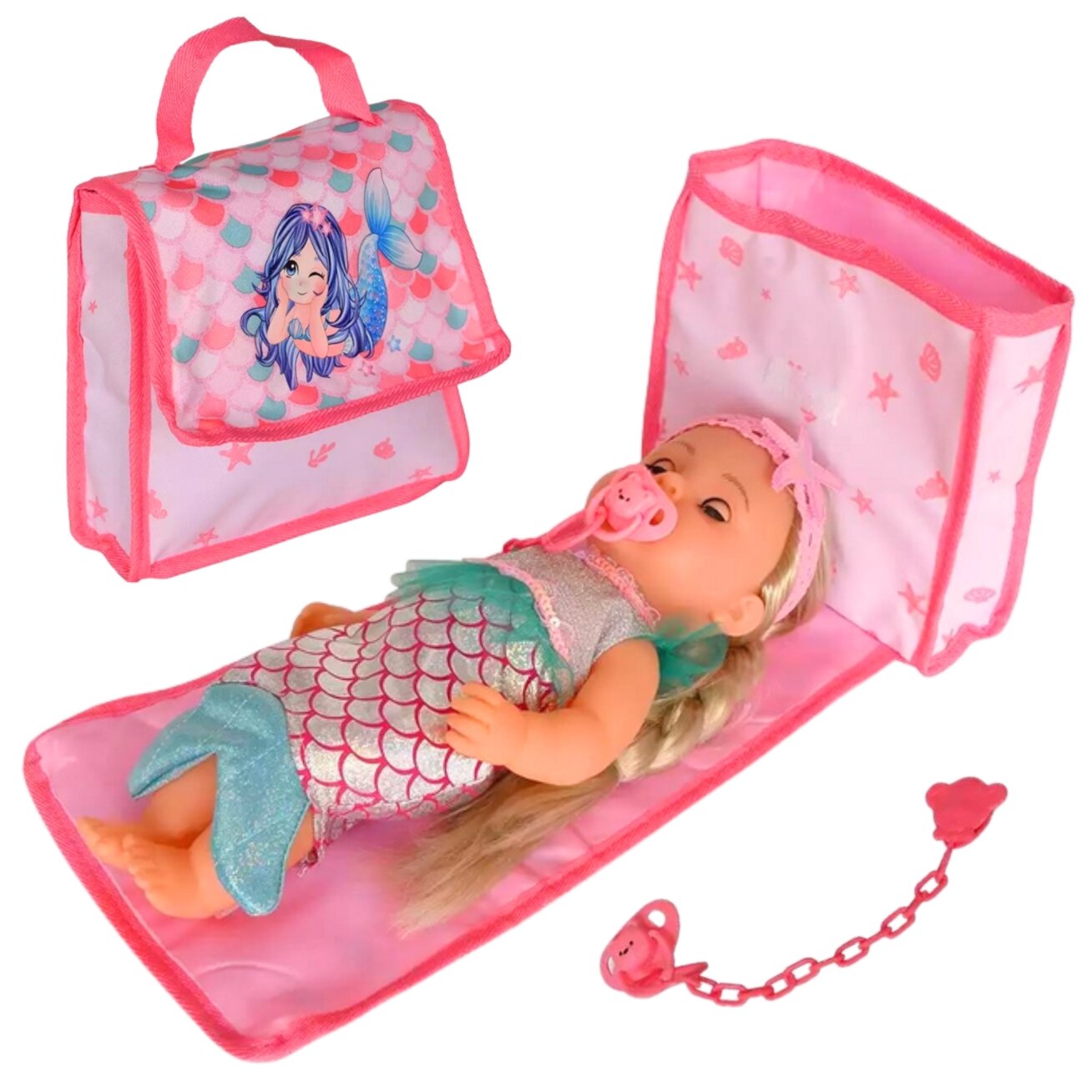 WOOPIE ROYAL kūdikio lėlė 36 cm Undinėlė interaktyvi XXL rinkinys Auklė 18in1 11