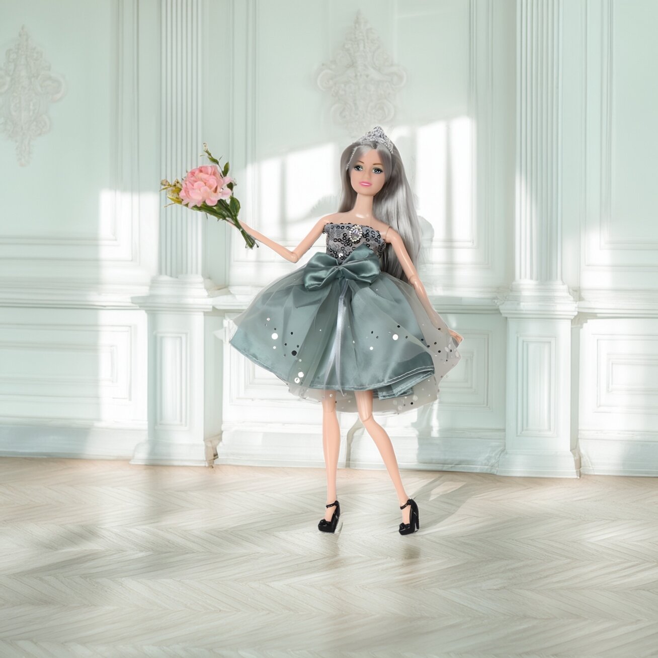 WOOPIE ROYAL Lėlė Emi elegantiškoje tiulinėje suknelėje su kaspinu ir puokšte 2 WOOPIE ROYAL Lėlė Emi elegantiškoje tiulinėje suknelėje su kaspinu ir puokšte 2