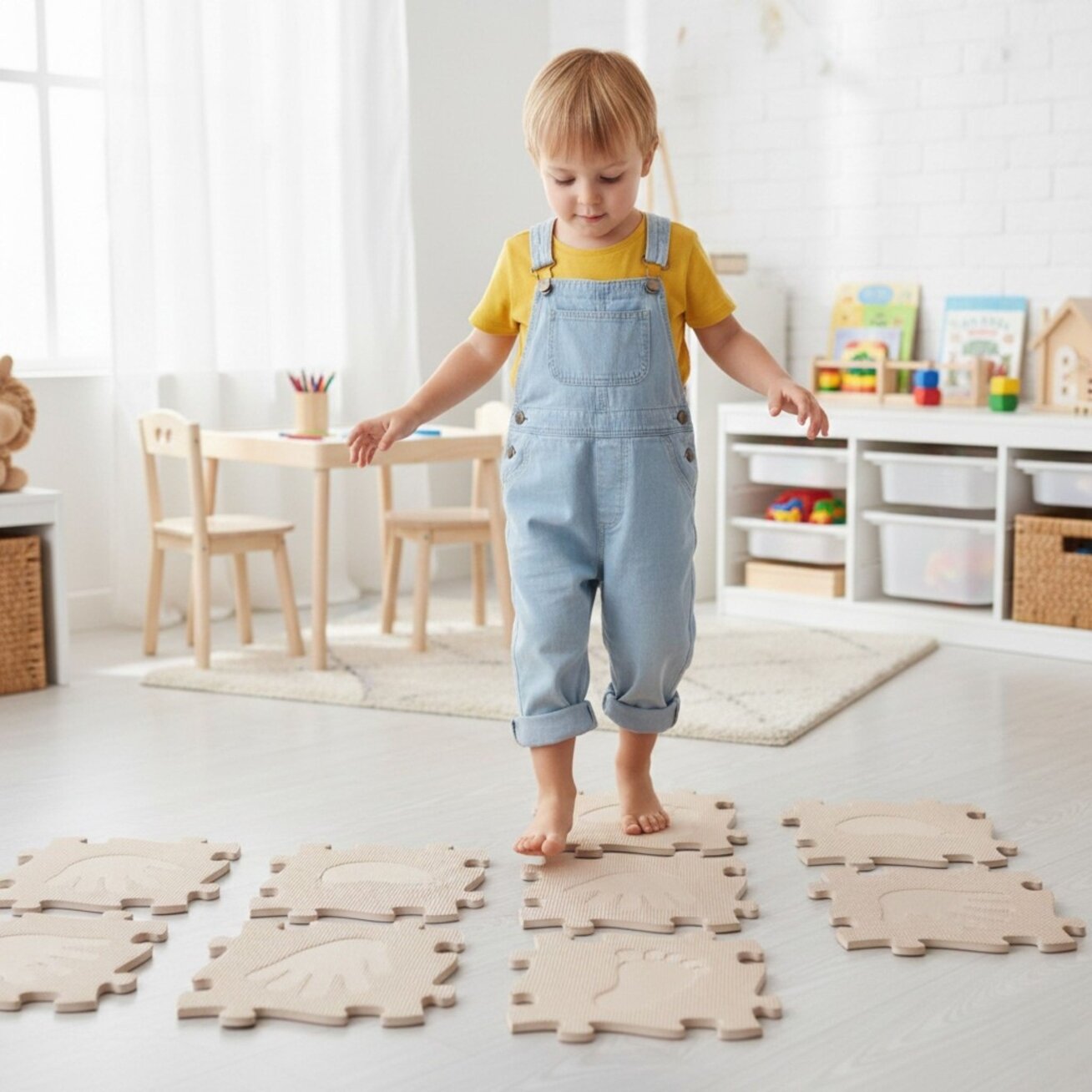 WOOPIE Sensorinis ortopedinis kilimėlis-puzzle Rankos ir kojos 16 vnt. - smėlio spalva 2 WOOPIE Sensorinis ortopedinis kilimėlis-puzzle Rankos ir kojos 16 vnt. - smėlio spalva 2