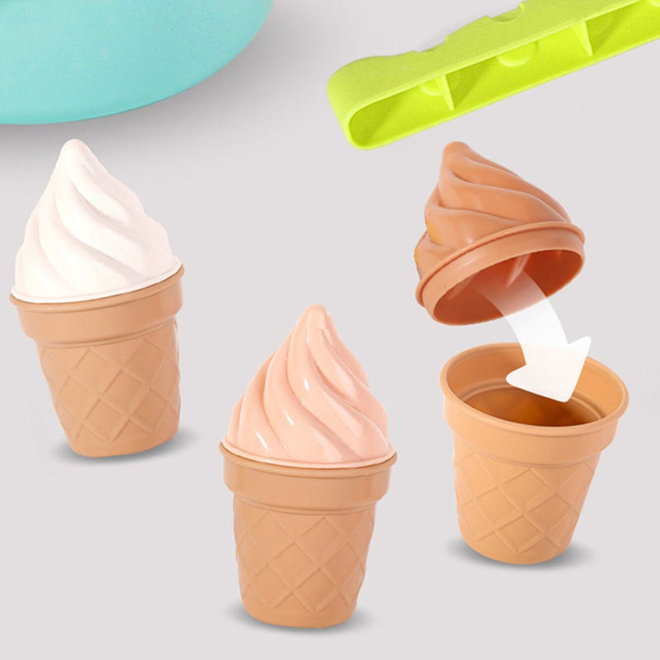WOOPIE Smėlio žaidimų rinkinys FUN ICE CREAM Ledai 2in1 Sniego gniūžčių gamykla 15 el. 1