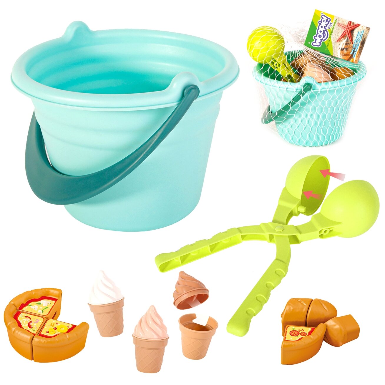 WOOPIE Smėlio žaidimų rinkinys FUN ICE CREAM Ledai 2in1 Sniego gniūžčių gamykla 15 el.