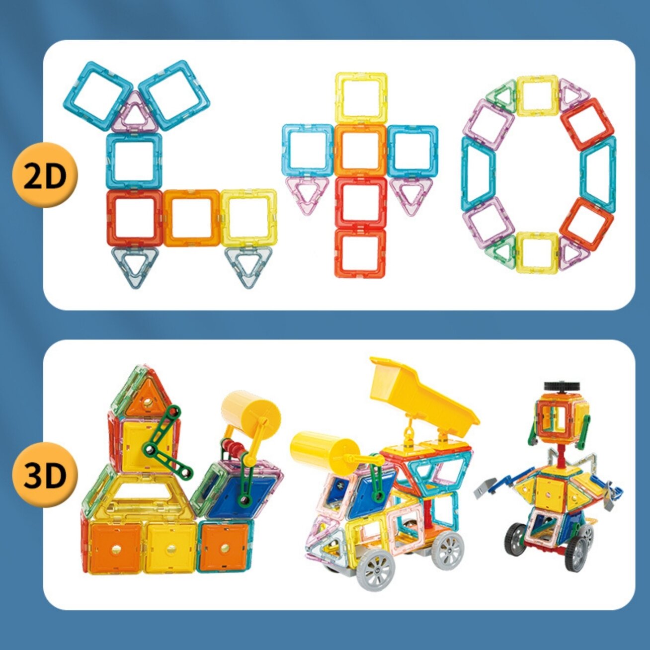 WOOPIE Magnetinės kaladėlės Spalvotos 3D Transporto priemonės STEAM rinkinys 80 el. 2 WOOPIE Magnetinės kaladėlės Spalvotos 3D Transporto priemonės STEAM rinkinys 80 el. 2