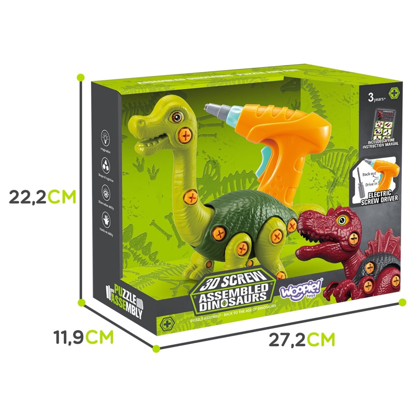 WOOPIE surenkamas dinozauras konstruktorius + gręžtuvas 31 el. 8 WOOPIE surenkamas dinozauras konstruktorius + gręžtuvas 31 el. 8