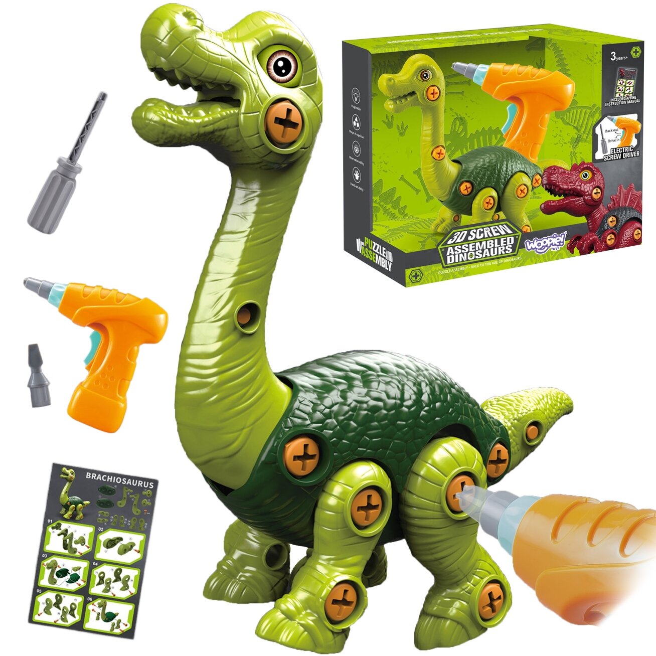WOOPIE surenkamas dinozauras konstruktorius + gręžtuvas 31 el.