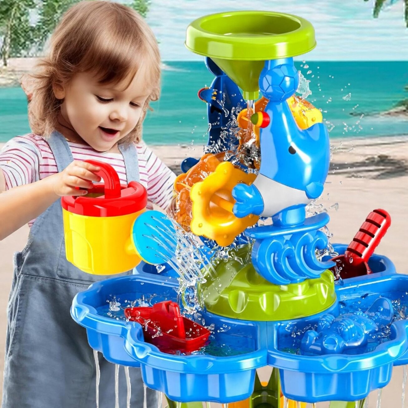 WOOPIE Vandens staliukas 2in1 Smėlio dėžė Fontanas XXL Aquapark su delfinu 11 WOOPIE Vandens staliukas 2in1 Smėlio dėžė Fontanas XXL Aquapark su delfinu 11